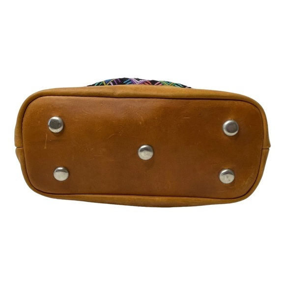 Maria's Artisan Shop Small Cotton Leather Handbag Guatemalan Multicolor Boho - Picture 5 of 8